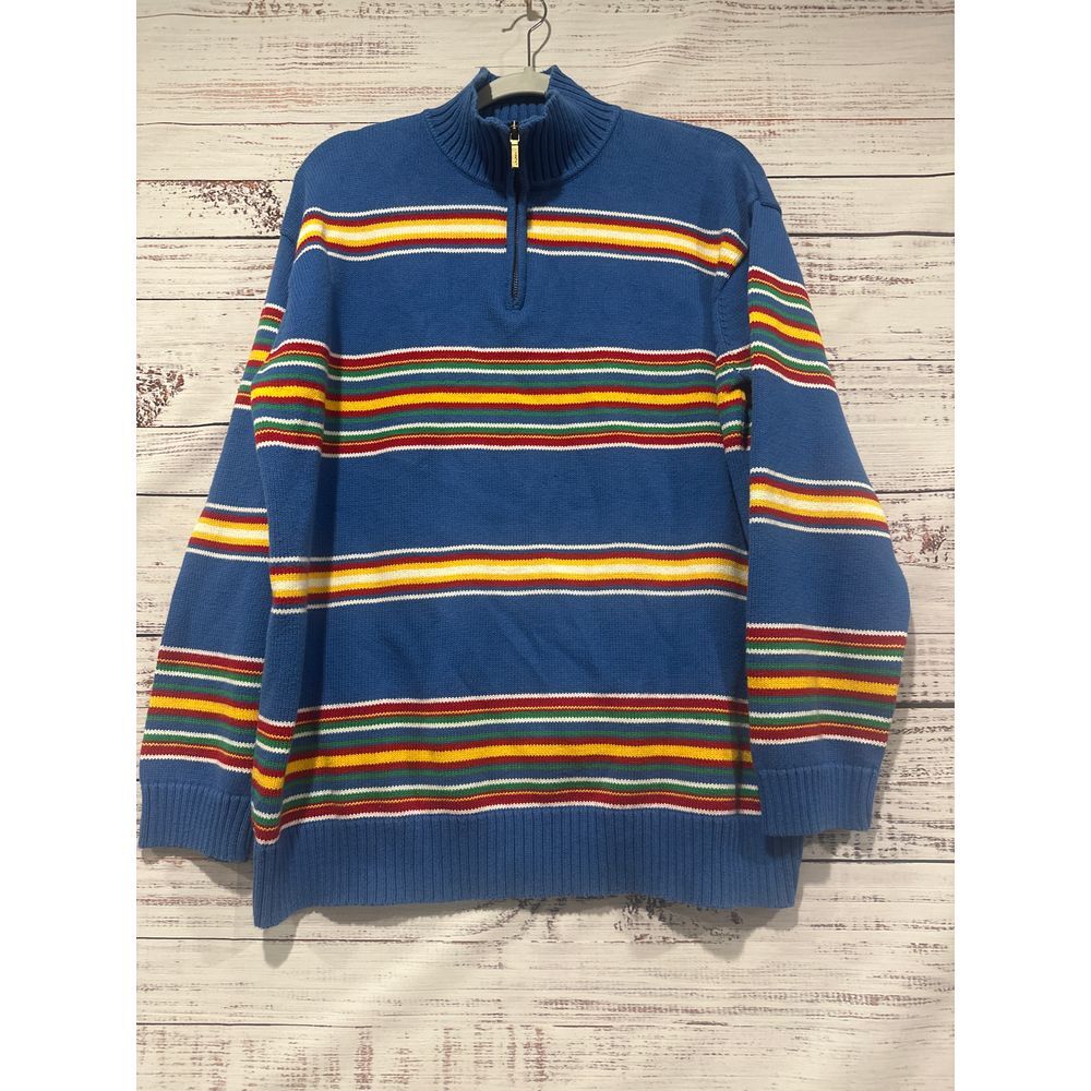 Lauren Ralph Lauren Blue Striped Zip Up Sweater
